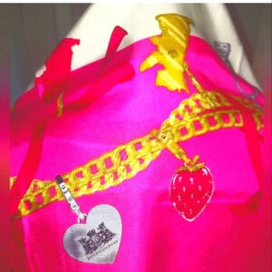 NWOT Juicy Couture 100% Silk XL pink charm scarf